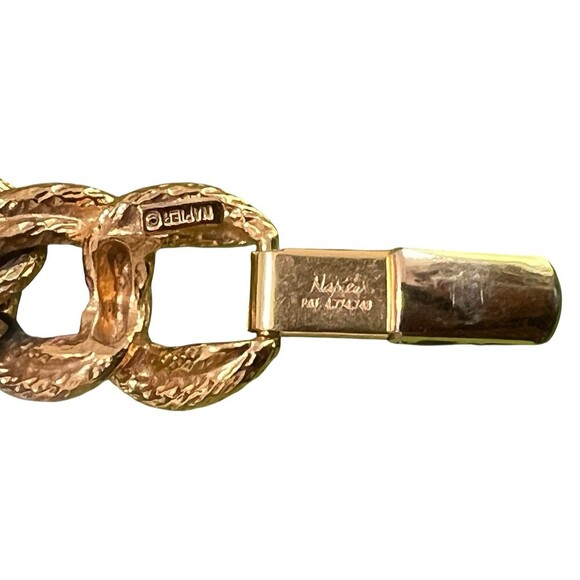 Vintage Signed Napier Double Link Chain Gold Tone Bracelet 7 1/4" - Picture 2 of 5